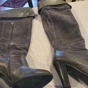 Colin Stuart Charcoal Gray Over the knee boot. Both leather and  suede material